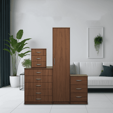 1 Door Wardrobe Set Walnut ( Assembled )