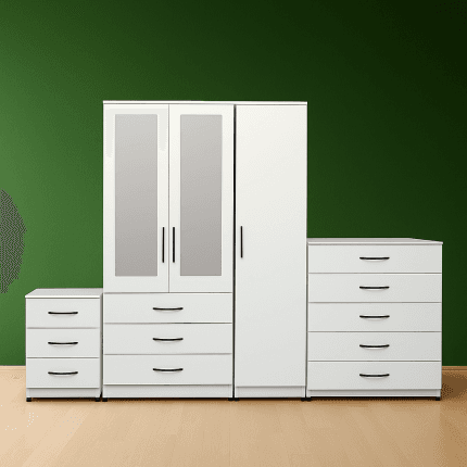 3 Door Wardrobe Set White ( Assembled )