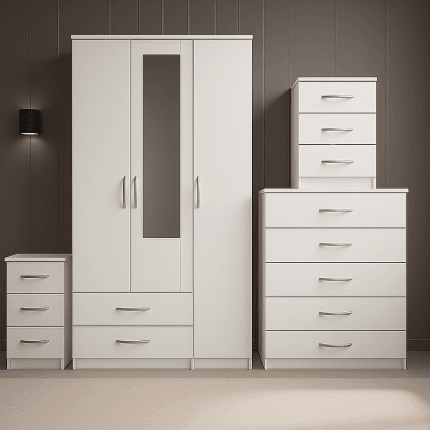 3 Door Wardrobe Set 1 Mirror ( Assembled )
