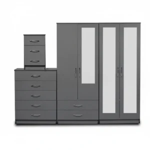 2-FULL, 1-HALF MIRROR 4 DOOR WARDROBE SET (Assembled)