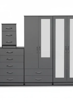 2-FULL, 1-HALF MIRROR 4 DOOR WARDROBE SET (Assembled)