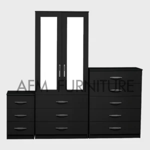 2-HALF MIRROR 2 DOOR WARDROBE SET (Assembled)