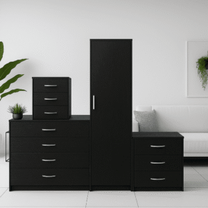 1 Door Wardrobe Set Black ( Assembled )