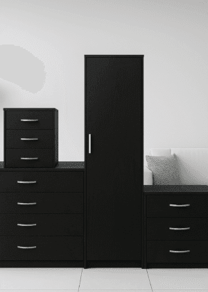 1 Door Wardrobe Set Black ( Assembled )