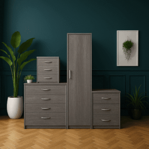 1 Door Wardrobe Set Grey ( Assembled )