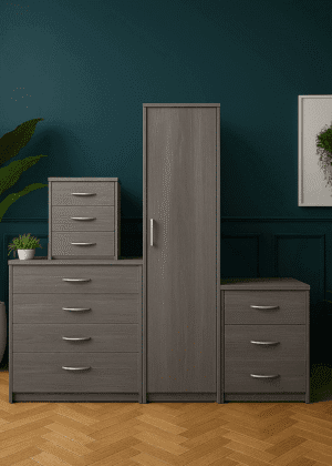 1 Door Wardrobe Set Grey ( Assembled )