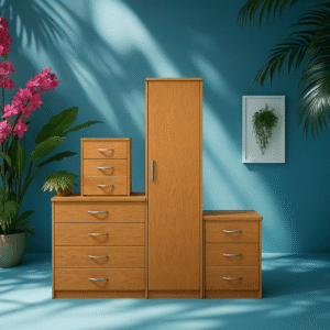 1 Door Wardrobe Set Oak ( Assembled )