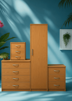 1 Door Wardrobe Set Oak ( Assembled )