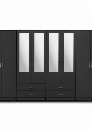 4-HALF MIRROR WITH 4-BOTTOM DRAWERS 8 DOOR WARDROBE (Assembled)