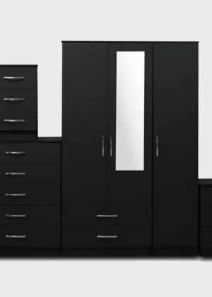 1-HALF MIRROR 3 DOOR WARDROBE ( Assembled)