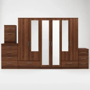 2-FULL, 2-HALF MIRROR 6 DOOR WARDROBE (Assembled)