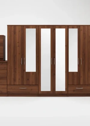 2-FULL, 2-HALF MIRROR 6 DOOR WARDROBE (Assembled)