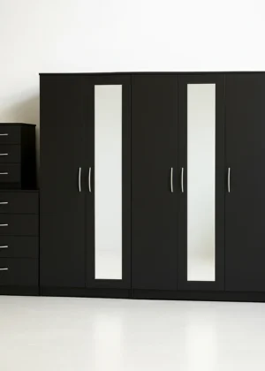 2-FULL MIRROR 5 DOOR WARDROBE SET (Assembled)