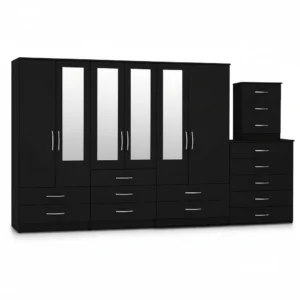 4-HALF MIRROR 6 DOOR WARDROBE (Assembled)