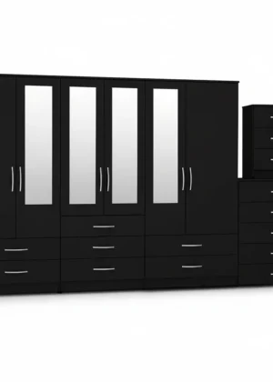 4-HALF MIRROR 6 DOOR WARDROBE (Assembled)