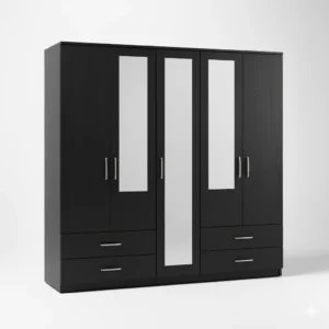 2-HALF & 1-FULL MIRROR 5 DOOR WARDROBE SET (Assembled)