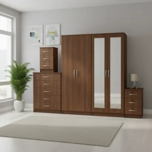 2-FULL MIRROR 4 DOOR WARDROBE SET (Assembled)