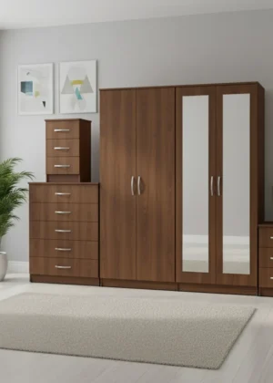 2-FULL MIRROR 4 DOOR WARDROBE SET (Assembled)