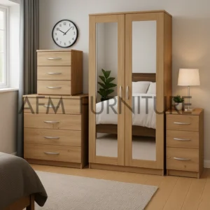2-FULL MIRROR 2 DOOR WARDROBE SET (Assembled)
