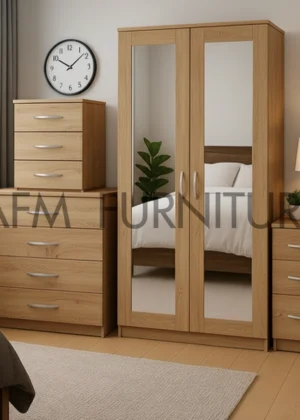 2-FULL MIRROR 2 DOOR WARDROBE SET (Assembled)