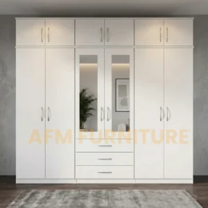 2-HALF MIRROR 6 TopBox 6 DOOR WARDROBE (Assembled)
