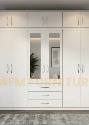 2-HALF MIRROR 6 TopBox 6 DOOR WARDROBE (Assembled)