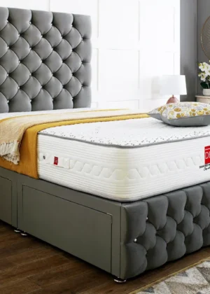 Regency Divan Bed Set with Tall Button Headboard and Footboard