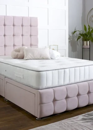 Delilah Divan Bed Set with Tall Button Headboard and Footboard