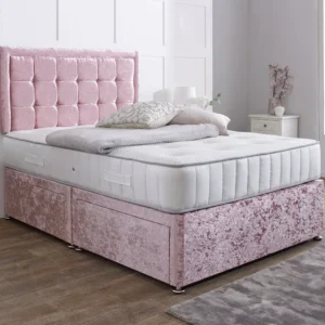 Aurora Divan Bed Set with Button Border Headboard