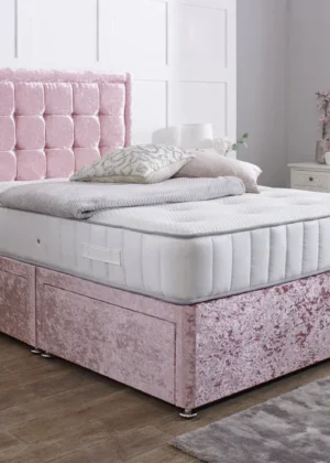 Aurora Divan Bed Set with Button Border Headboard